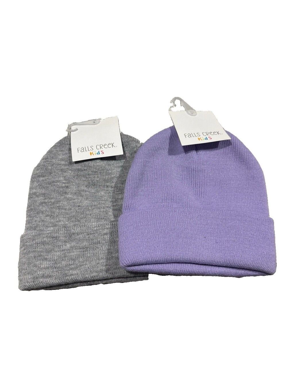 Lot Of 2 Hat Beanie One Size Girls Gray Pink Knit Cuffed Winter Hat 2T-5T